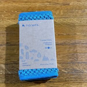 Norwex Counter Cloths Light Blue Set of 3 NWT